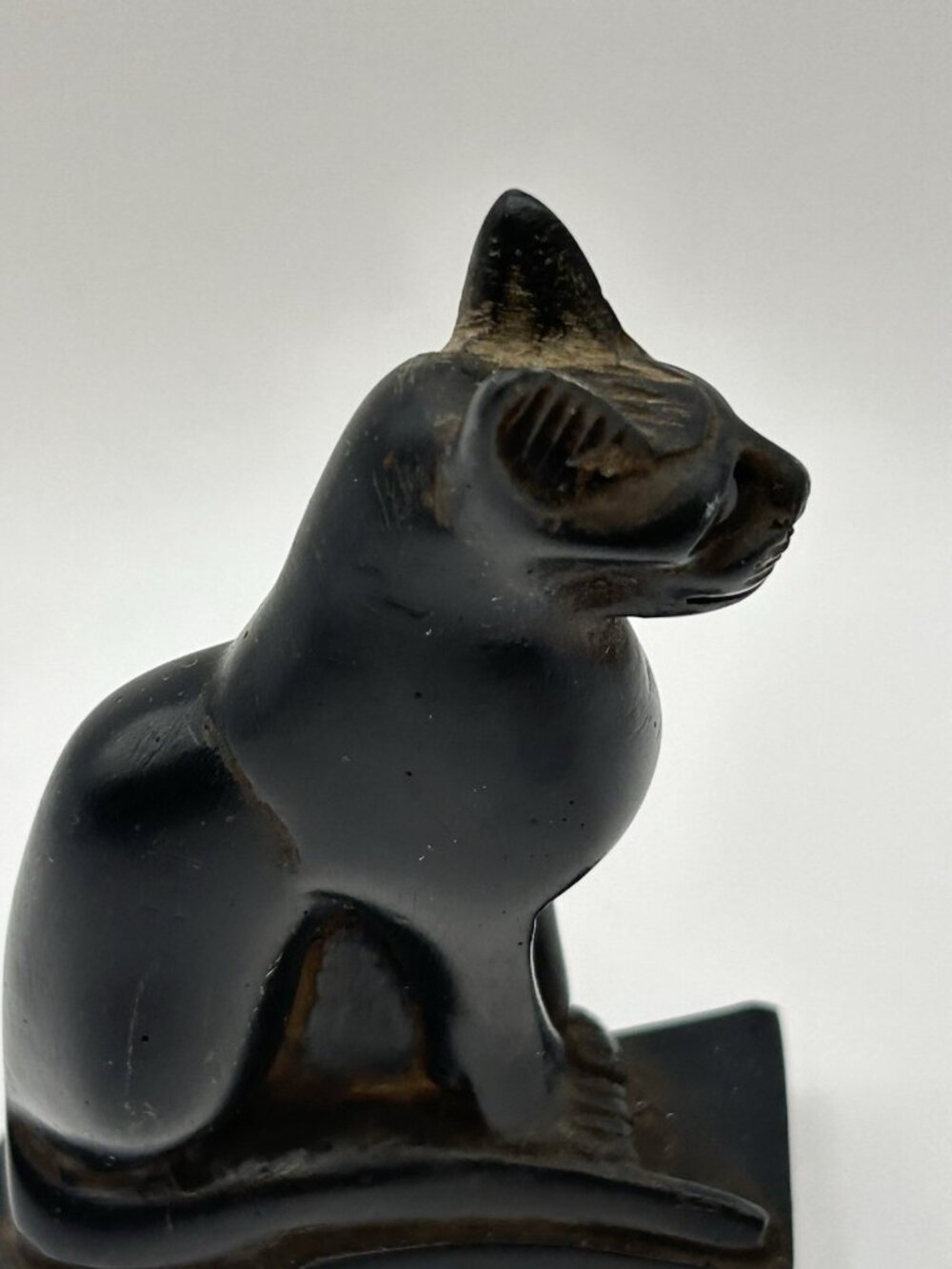 Vintage Egyptian Bastet Cat Figurine Black Carved Resin Statue 4” Retro Witchy - Picture 13 of 16